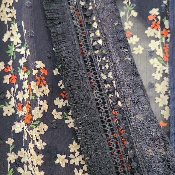 Dark Pink London Lace Floral Dress Fringe Deep V Neck Whimseygoth NEW Size 4 - Picture 10 of 10